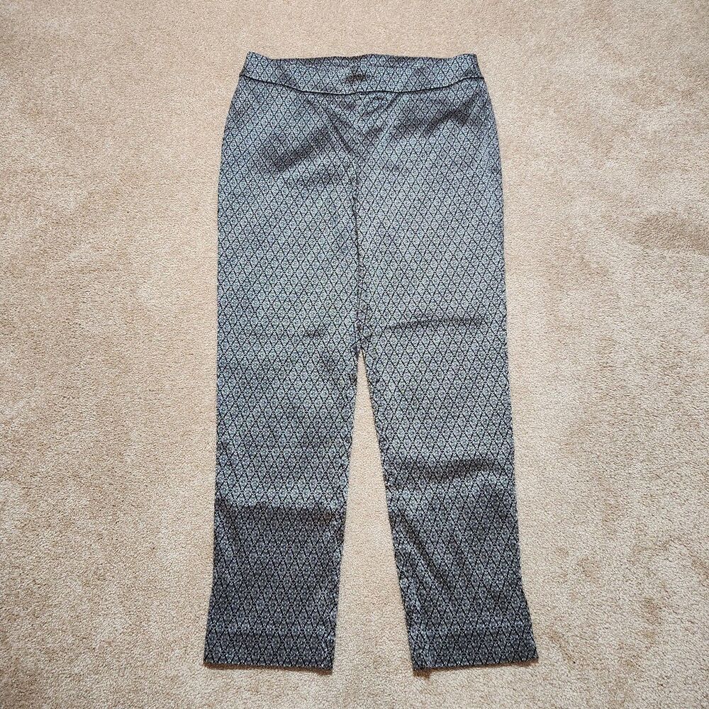 Chico's Pants Women 2 US 12 Black Diamond Metallic High Rise Slim Straight Leg